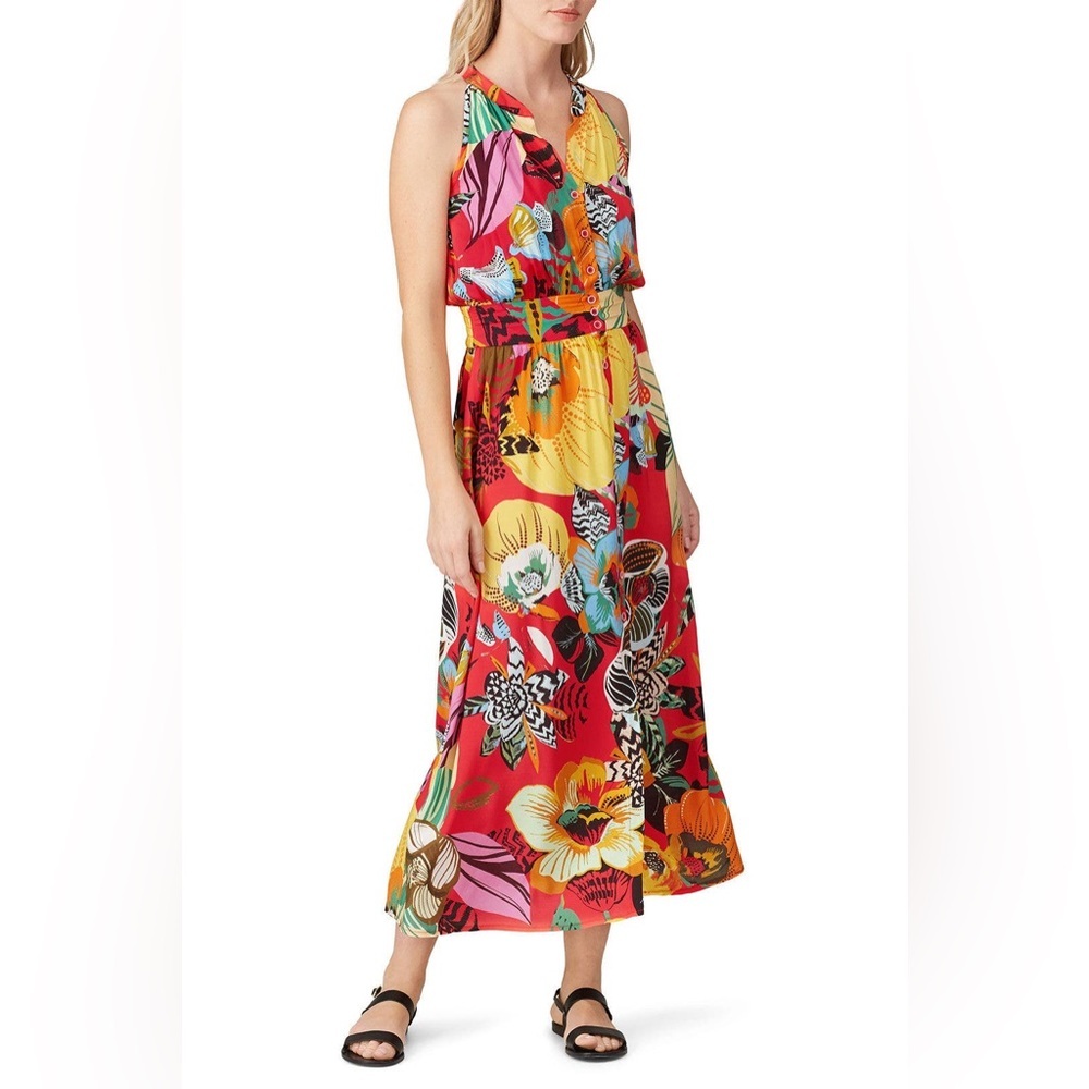 Aldomartins Burge Maxi Dress Vibrant Tropical Resort Coastal  Floral Size 6 S - Picture 15 of 15